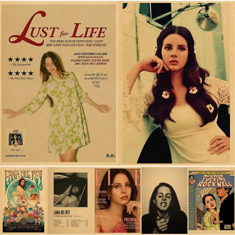 Плакат горячей певицы Ланы Дель Рей из крафт-бумаги "Born To Die Ultraviolence Art Wall Painting" для дома, комнаты, бара или кафе.