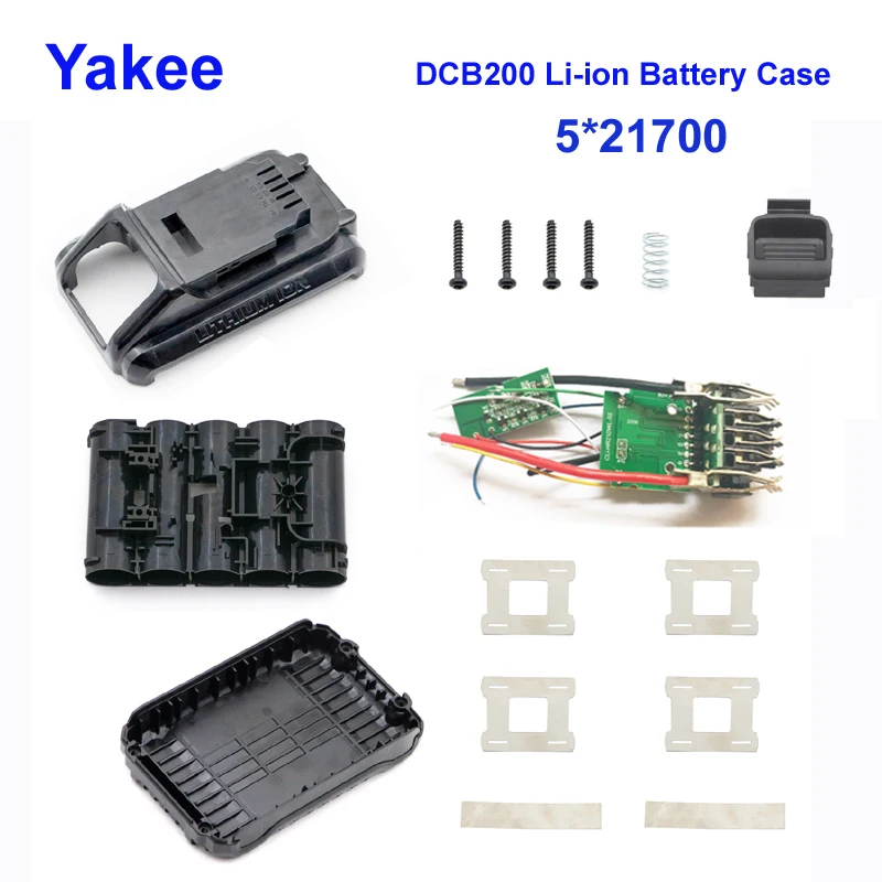 

Yakee DCB200 Li-ion Battery 5/10*21700 Plastic Case PCB Charging Protection Circuit Board 18V 20V 8Ah Tool Box
