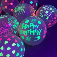 10p glowing luminous balloons star hear happy birthday printing fluorescent neon latex balloon kids birthday party decor wedding