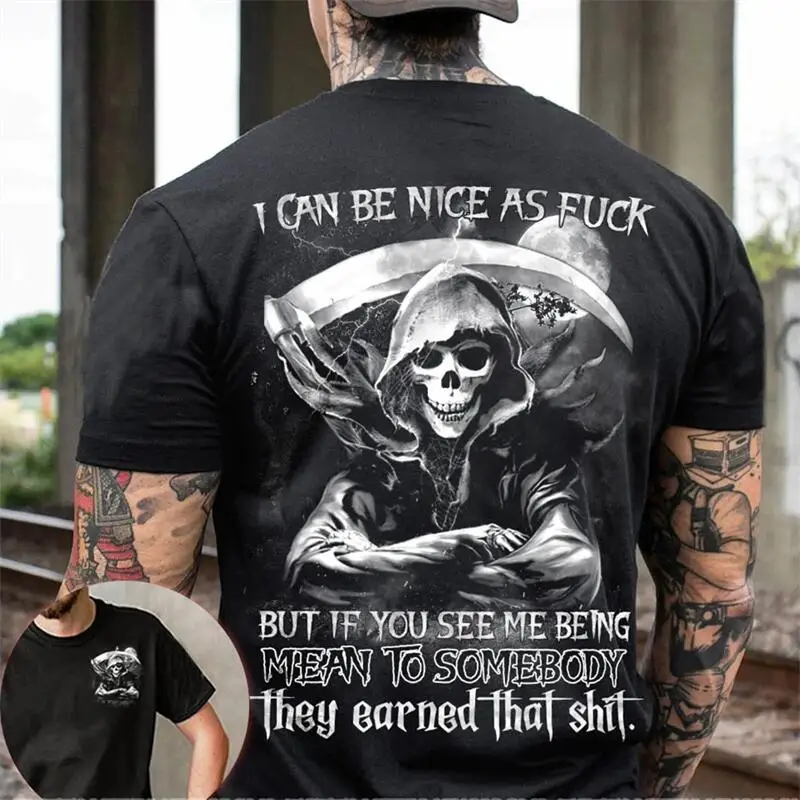 

Men's T-shirt Summer 3d Vintage Horror Skull Rock Street Wear O Neck Short Sleeve T-shirt Oversized T-shirt Men's Shirt