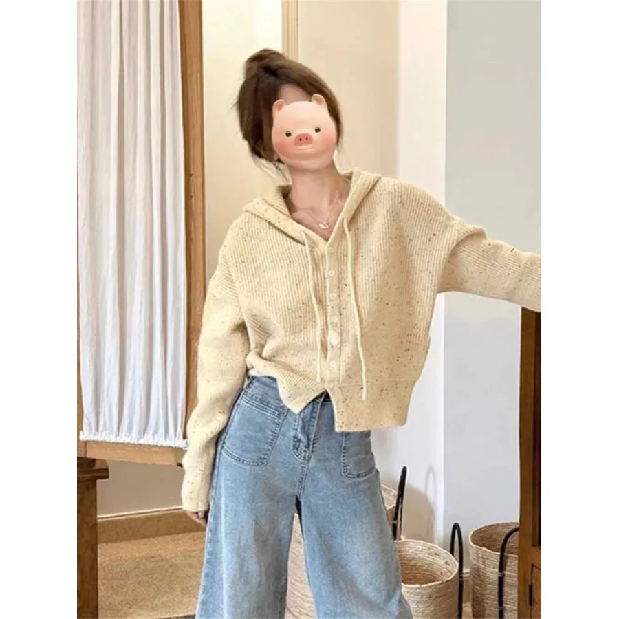 Корейская серия нежный универсальный изящный свитер с капюшоном женский зимний