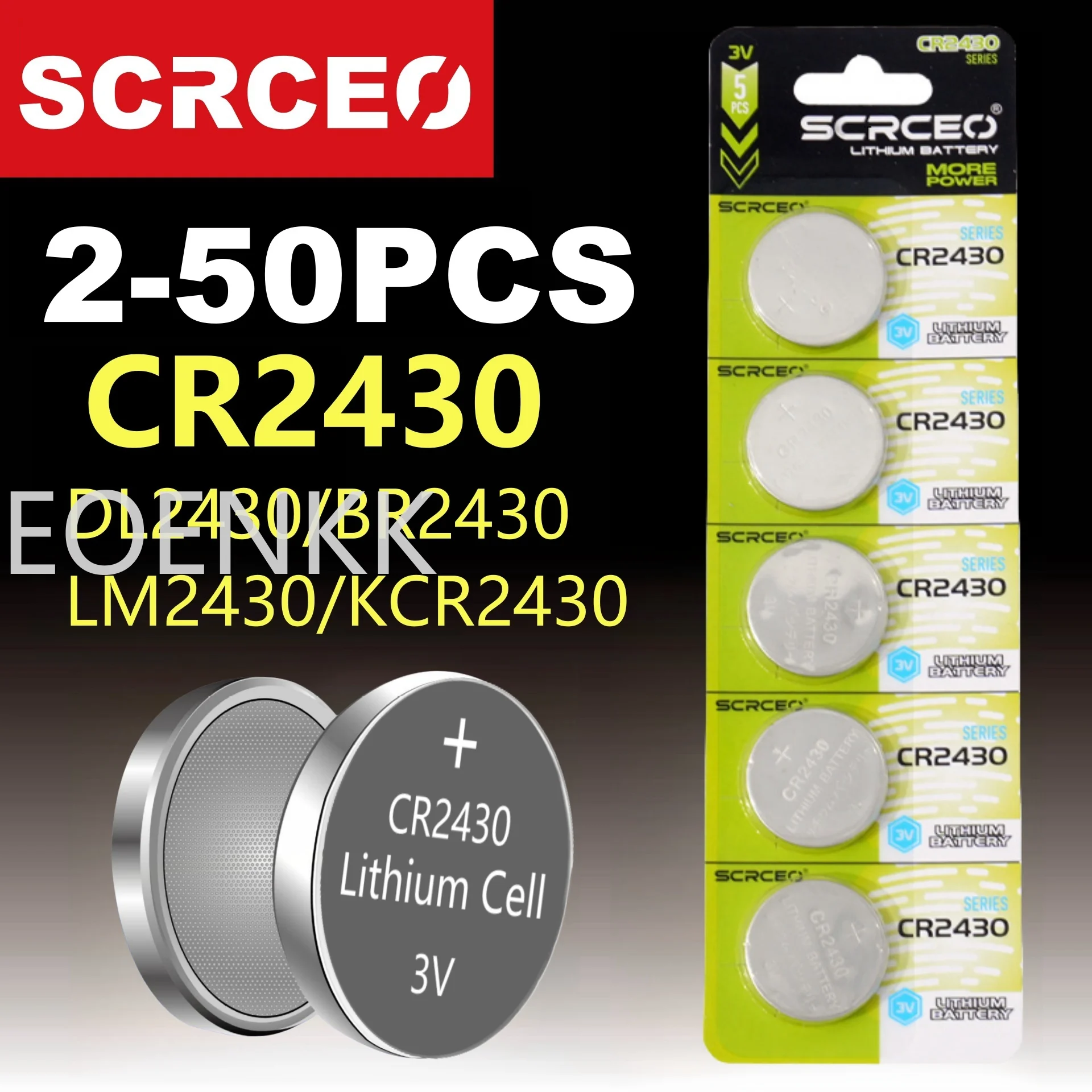 Фото 2-50 шт. новая литиевая батарея CR2430 3 В CR 2430 батарея DL2430 кнопочные батарейки-таблетки для брелока часов будильник пульт дистанционного управления №1