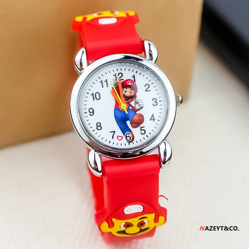 Часы детские электронные кварцевые в стиле Super Mario аниме экшн-фигурка Марио 3D