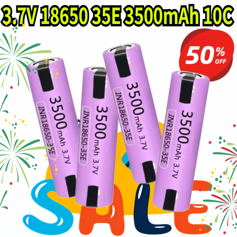 Фото Литий-ионный перезаряжаемый аккумулятор 3.7V 18650 35E 3500mAh 10C разряда INR18650 №1