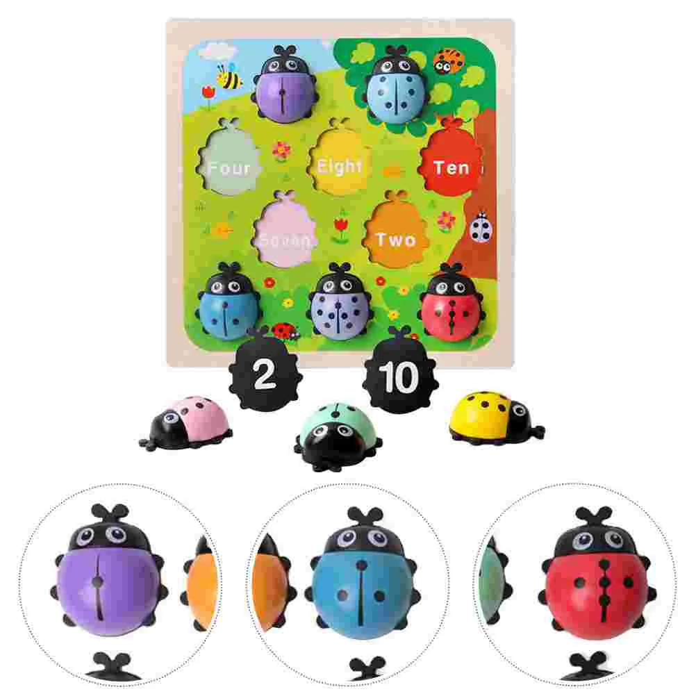 

1 Set Kids Beetle Color Matching Wooden Number Cognitive Funny Kids