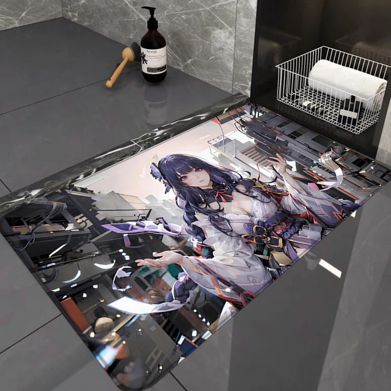 

Door Mat Genshin Impact Non-slip Kitchen Room Rug Bath Mats Bathroom Carpet Welcome Entrance Doormat Carpets Floor Washable Baby