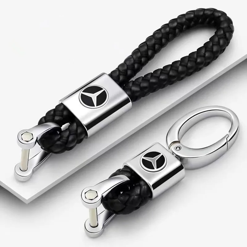 Кожаный веревочный автомобильный брелок плетеный вручную с пряжкой в форме