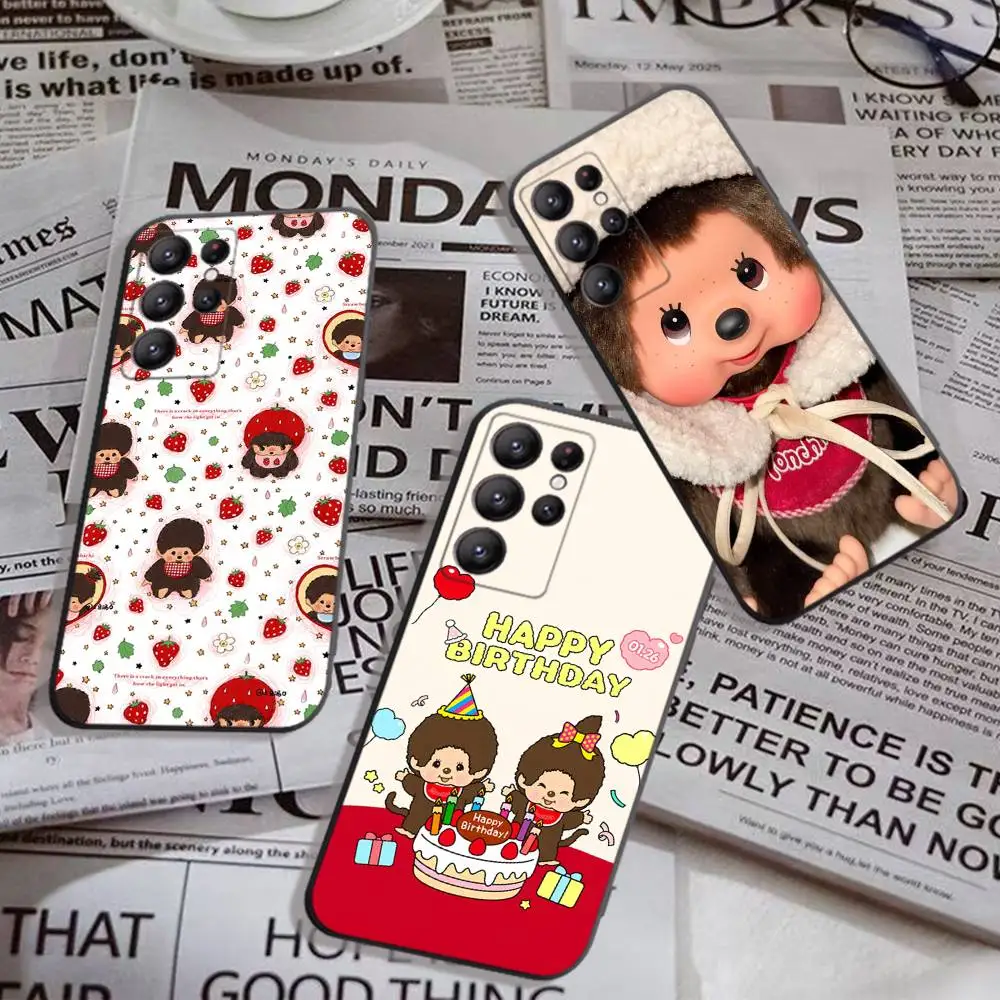 Фото Популярный модный чехол для телефона с логотипом M-Monchhichi для Samsung S 24 Fe 25 Ultra Plus 20 Lite 21 30 22 23 24 22 Ultra 5G Fundas №2