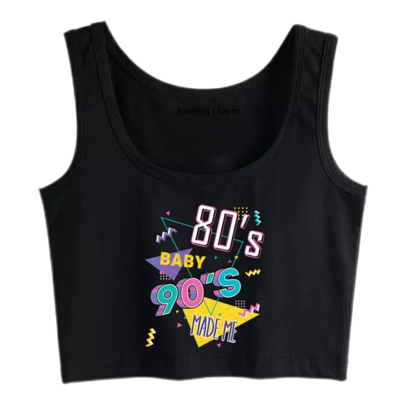 

Duradouro charm 80baby's baby 90made me hip hop graphic music harajuku without sleeves crop top