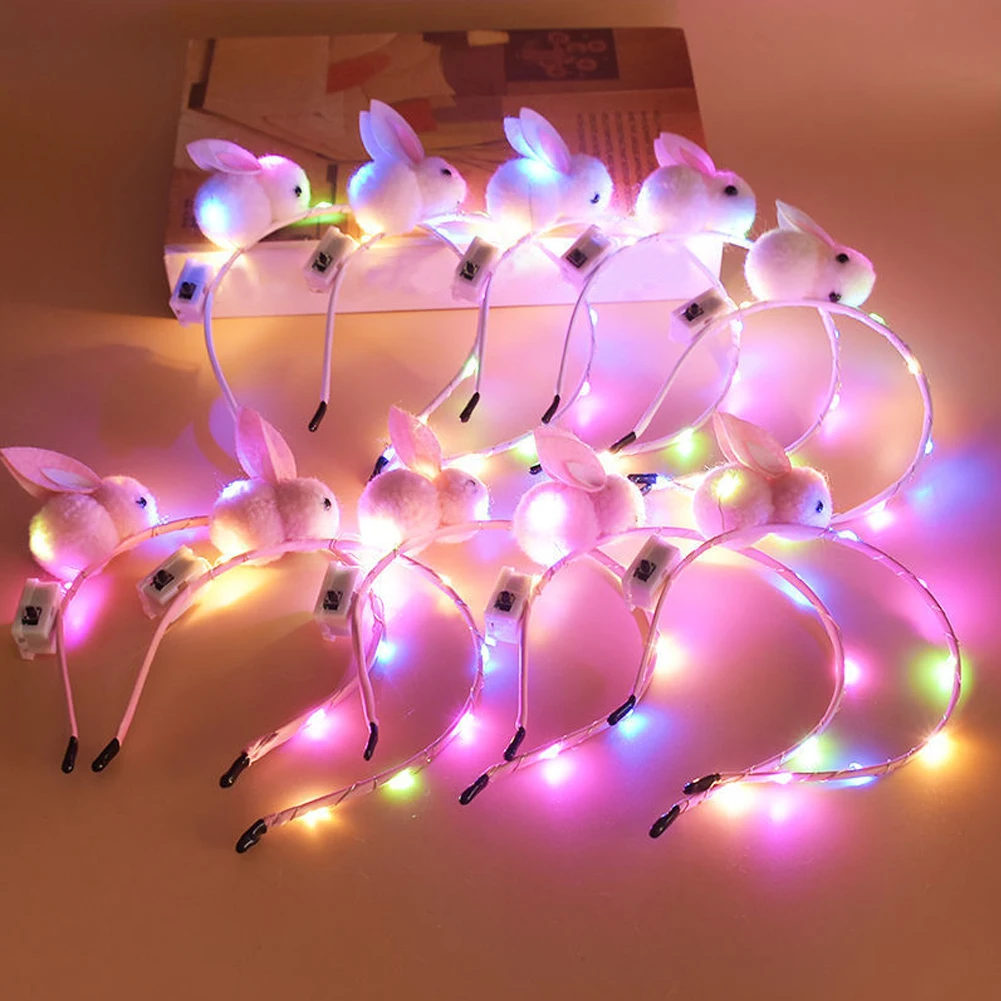 

Светящийся плюшевый ободок для волос кролика со светодиодной подсветкой, 1 шт.