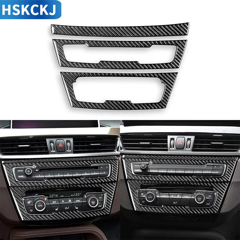 

Автомобильные аксессуары из настоящего углеродного волокна, 3 шт./компл., крышка для кондиционера CD панели, отделка, украшение для стайлинга ...