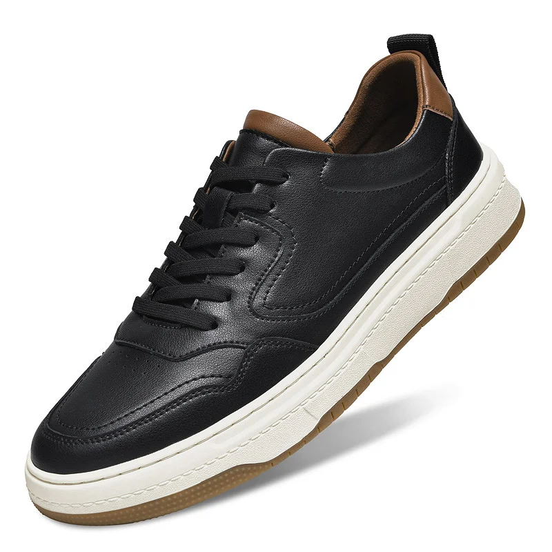 New High quality cowhide casual shoes men loafers shoes for men with free shipping All Black Men's casual shoes luxury sneakers