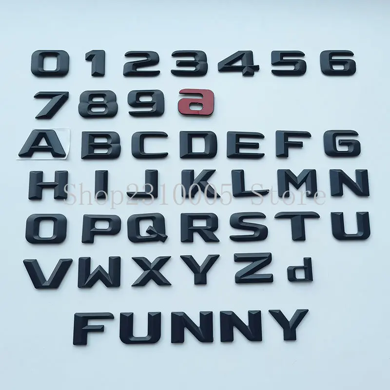 

3D буквы для Mercedes Lexus MINI Grand Cherokee Nissan VW, Черные ABS таблички с логотипом, номера телефона, автомобильные наклейки, 23 мм