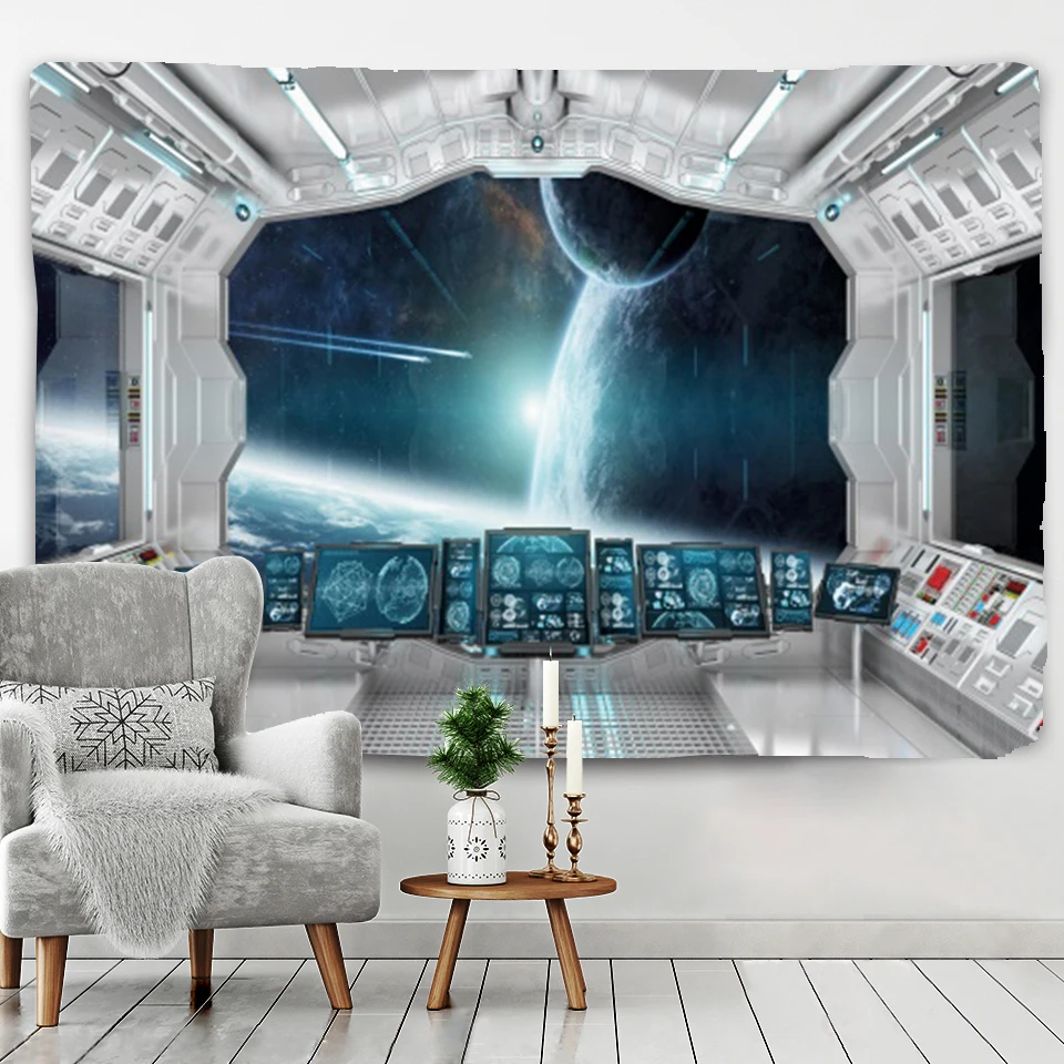 

Психоделическая космическая станция, гобелен, астронавт, научная фантастика, настенные Висячие ковры Bohe, хиппи, ведьмастерская, гобелен, до...