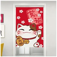 2022 new japanese style lucky cat cartoon door curtain one piece entrance door curtain hanging picture cloth kitchen curtain