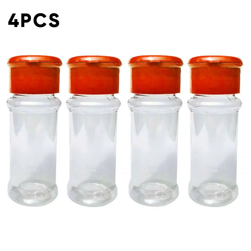 

4pcs 100ml Plastic Seasoning Spice Pepper Powder Salt Storage Bottle Cruet Barbecue Condiment Kitchen Gadget Tool