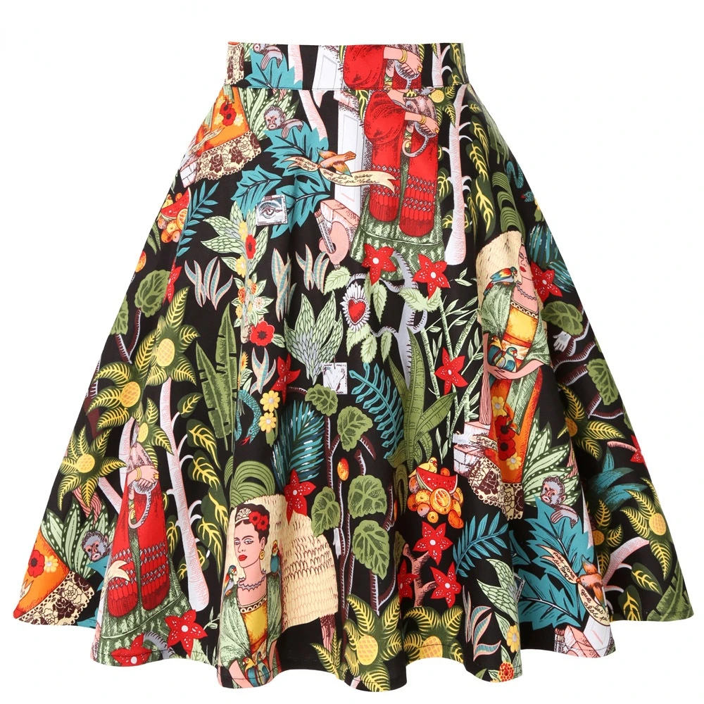 

Dinboa-vintage Cotton Women's Rock Skirt, Black, Faldas, High Waist, A-word, 1950s, Swing, Umbrella, Pine Tree, Skates 2022