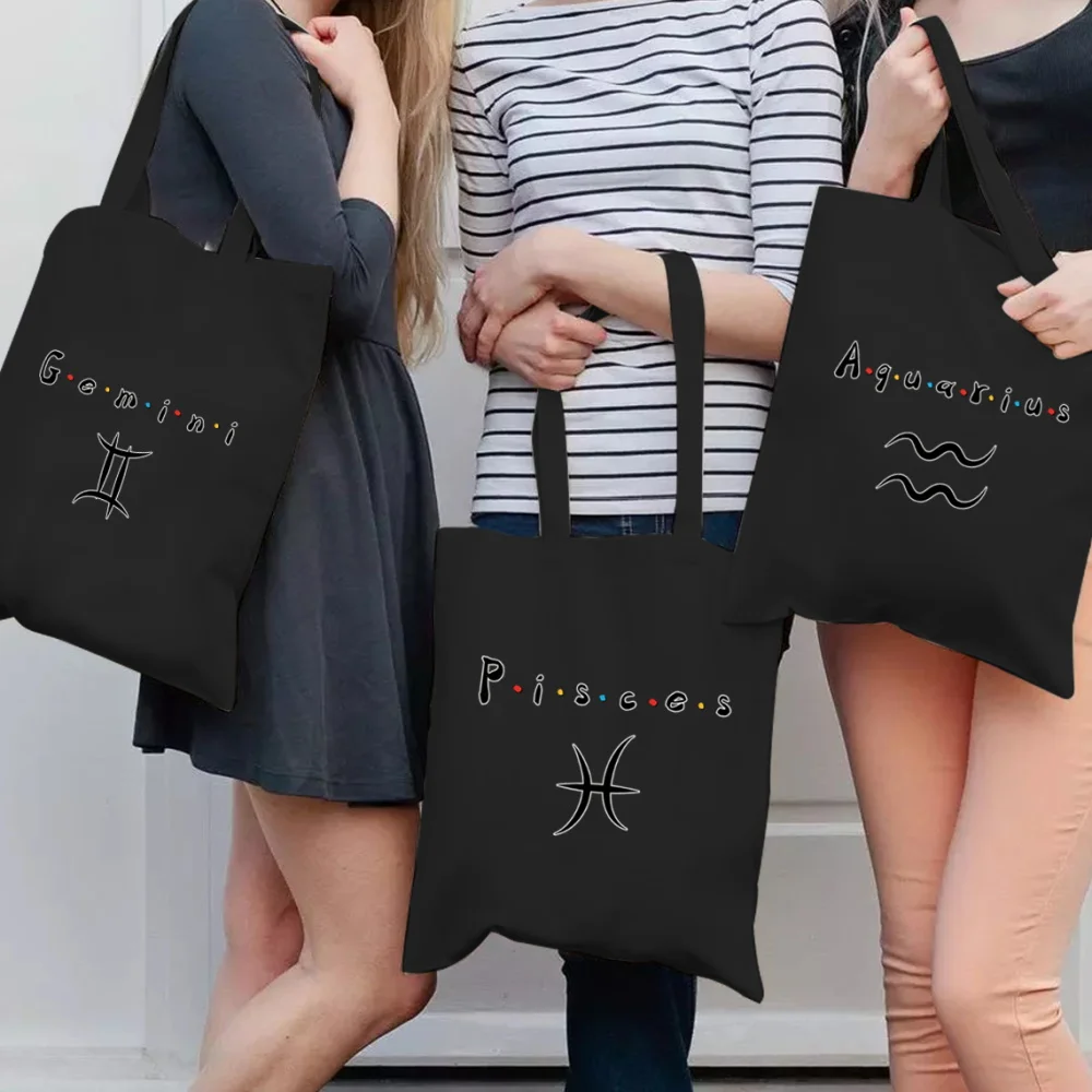 

Shopping Bag Harajuku Tote Shopper Bag Fashion Canvas Cute Shoulder Bag Trend Constellation Print Handbag Women Sundries Bag Men