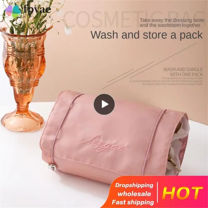 

54.5x23cm Removable Storage Bag Lazy Storage Pouch Outgoing Multifunctional Washing Bag Storage Tools Mesh And Twill Fabric