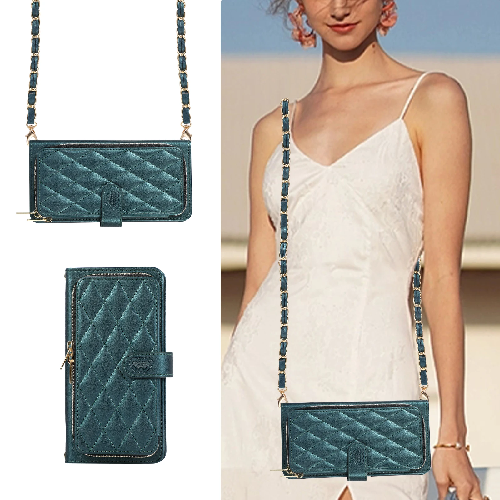 Кожаный чехол-кошелек на молнии для Google Pixel 8 Pro 7 7A 6 6A