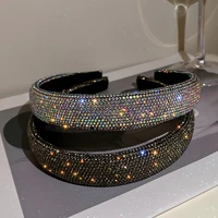 wide headbands with full rhinestones crystal hairbands glitter bling hair hoops korean for women girls party hair accessories