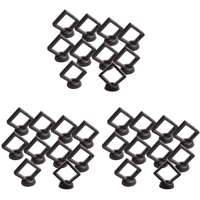 

Coin Display Box - Set Of 60 3D Floating Frame Display Holder With Stands For Challenge Coins, AA Medallions, Jewelry