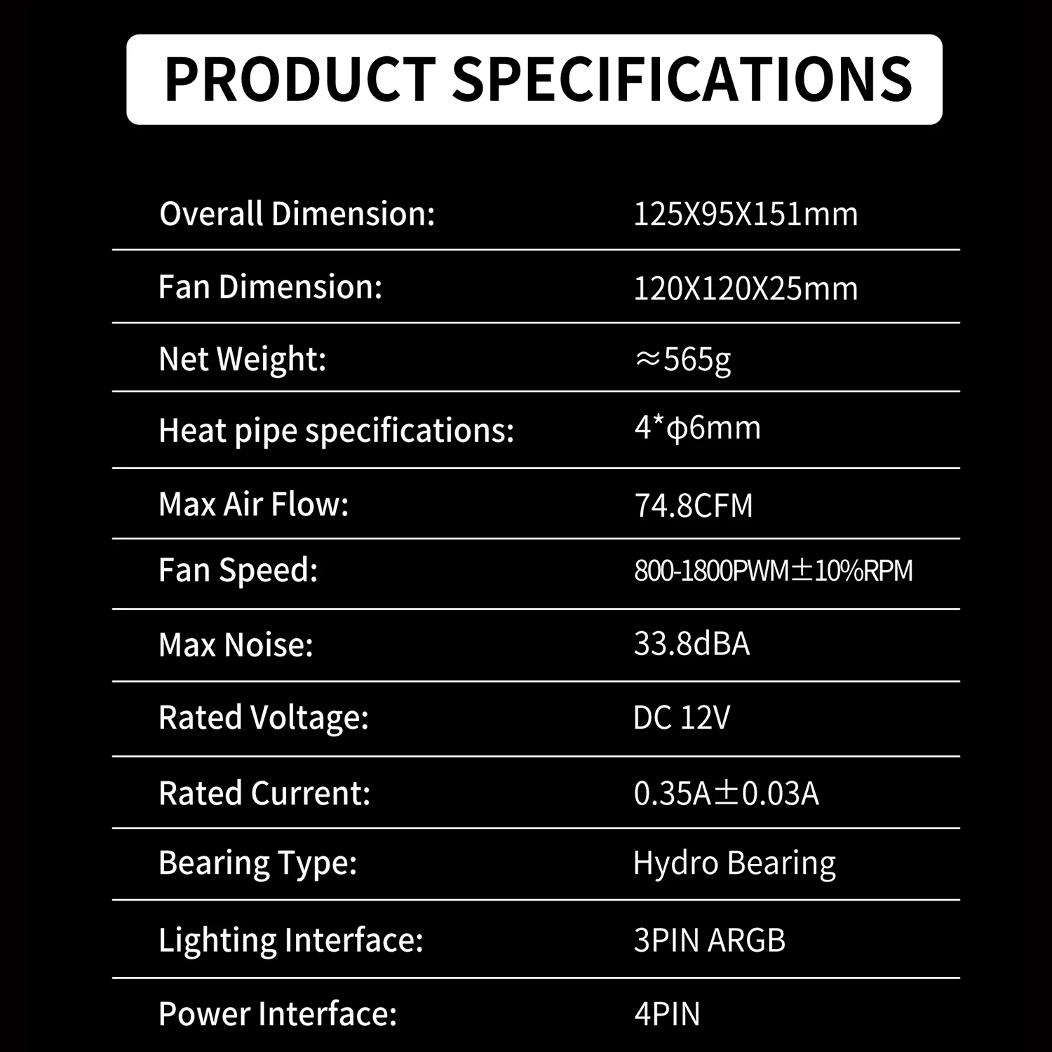 Охладитель воздуха UPSIREN Walrus Guard 120 4 с тепловой трубкой и одной башней с дисплеем температуры 12 см вентилятор ARGB PWM поддерживает LGA1700 AMD AM5 (art.: 3920cda4065bb) - 3920cda4065bb