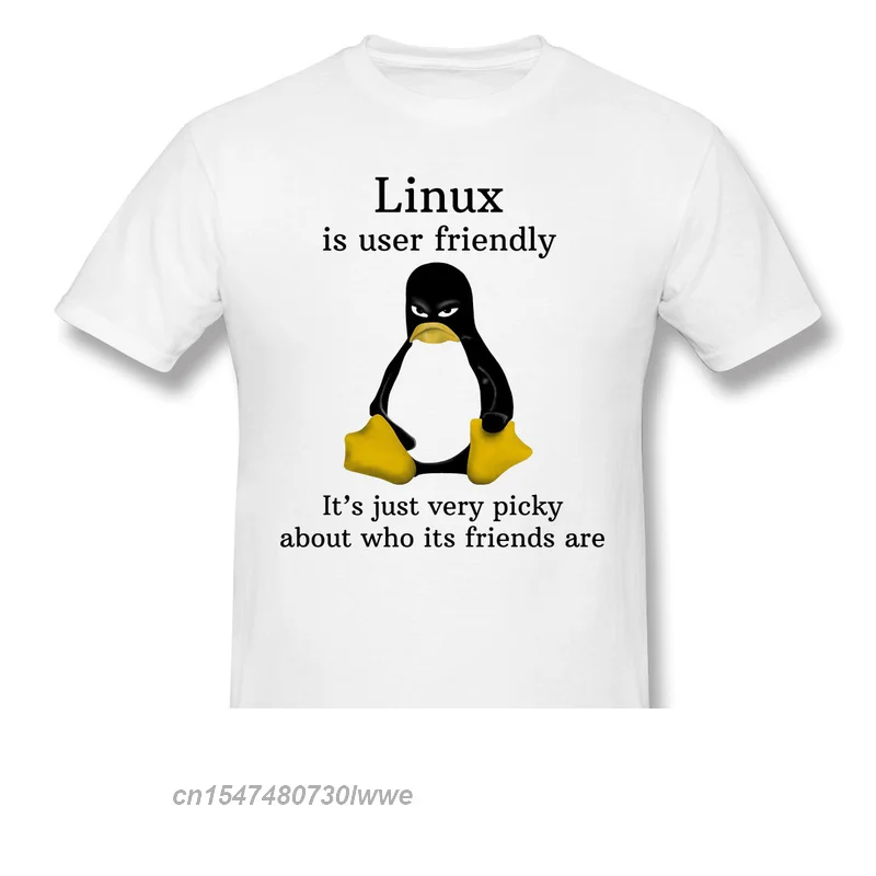 

Is User Friendly Its Just Very Picky About Who Its Are T Anime Clothes Design Linux Program Operating Novelty Cotton Men T-Shirt