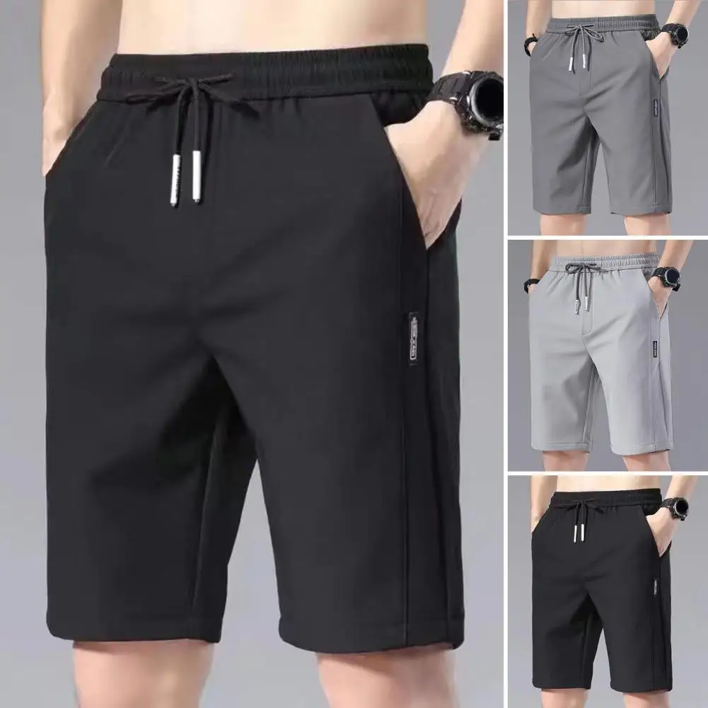 

2022 Summer New Men'S Black Casual Shorts Business Fashion Loose Straight Drawstring Knee Length Male Five Points Pants