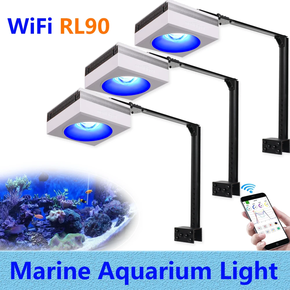 

PopBloom 3x RL90 WiFi морской аквариумный рифовый светильник 100 Вт, светодиодный аквариум для соленой воды 130-170 см, аквариумный риф