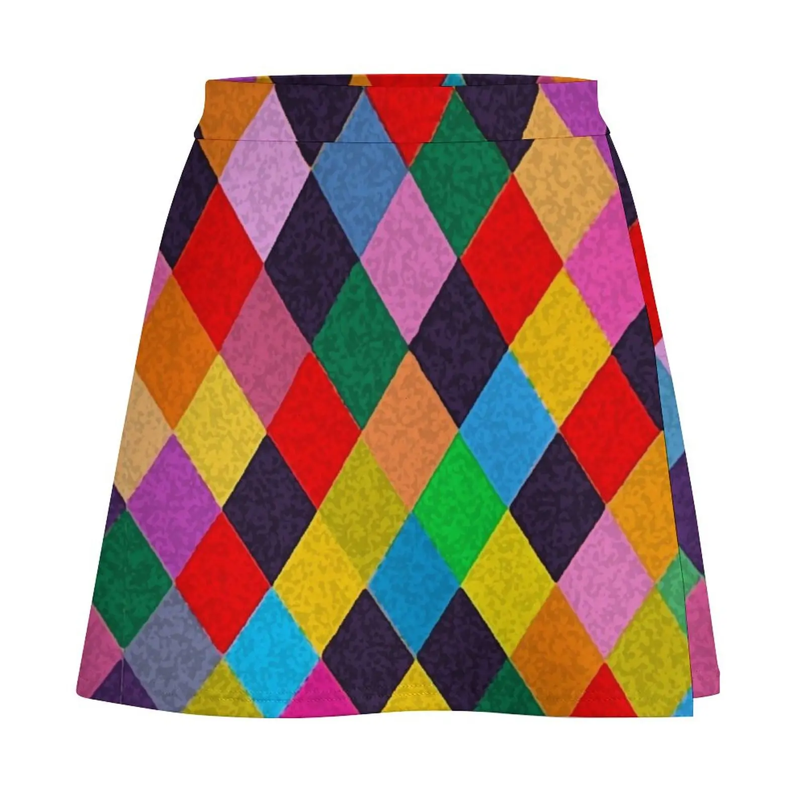 MARDI GRAS HARLEQUIN PATTERN Красочная мини-юбка с ромби Bulgan Lumini одежда платье