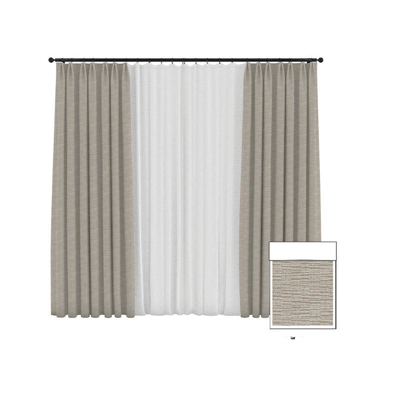 

Living Room Dining Room Bedroom Wood Grain Horizontal Stripe Fine Grain Curtain Finished Cotton Cloth Cotton Light Curtain