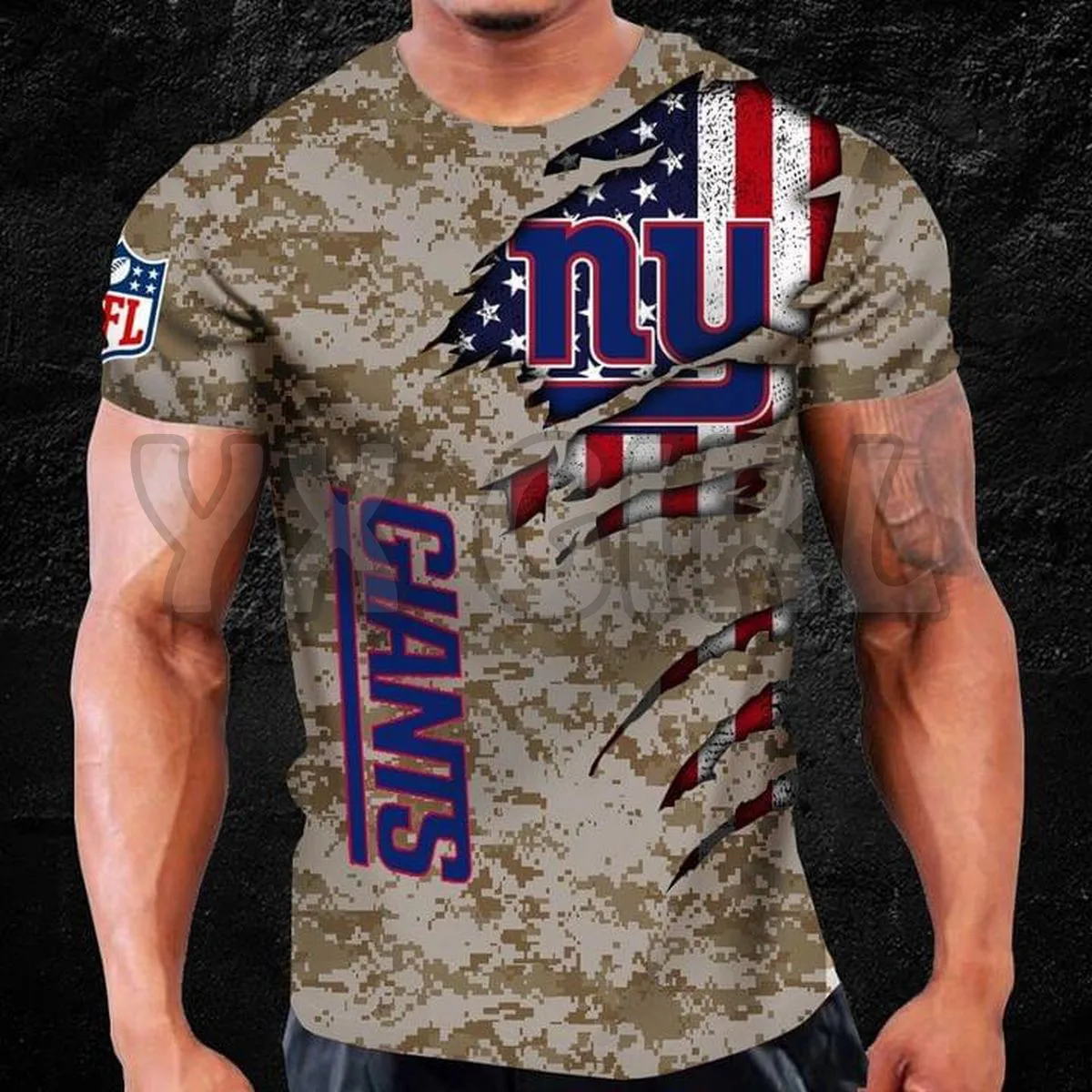 

2022 Summer Fashion Men t shirt New York Giants Camo Us Flag 3D All Over Printed T Shirts Tee Tops shirts Unisex Tshirt