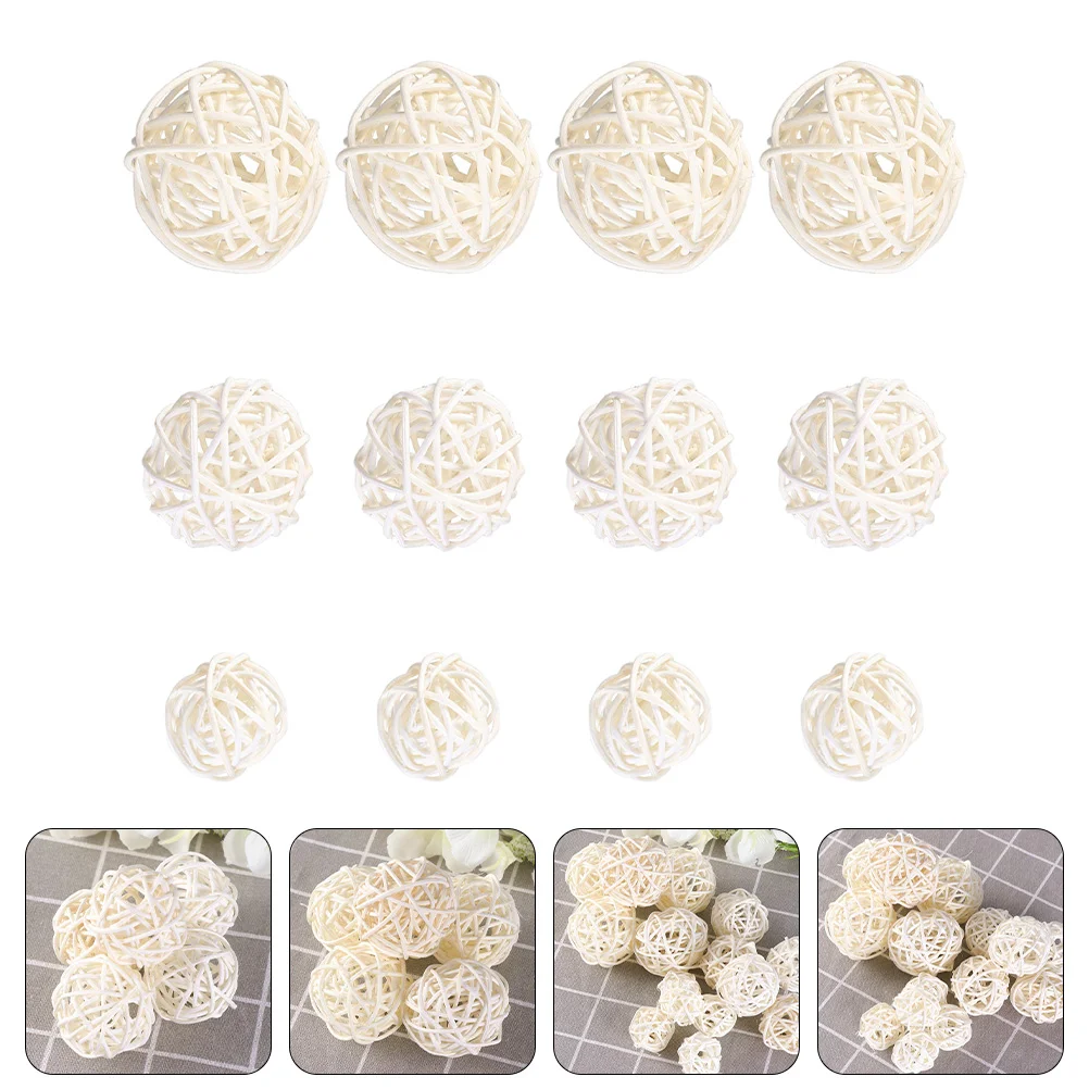 

30Pcs Wicker Rattan Balls Craft White Rattan Balls Twig Orbs Spheres Bowl Fillers for Wedding Birthday Party