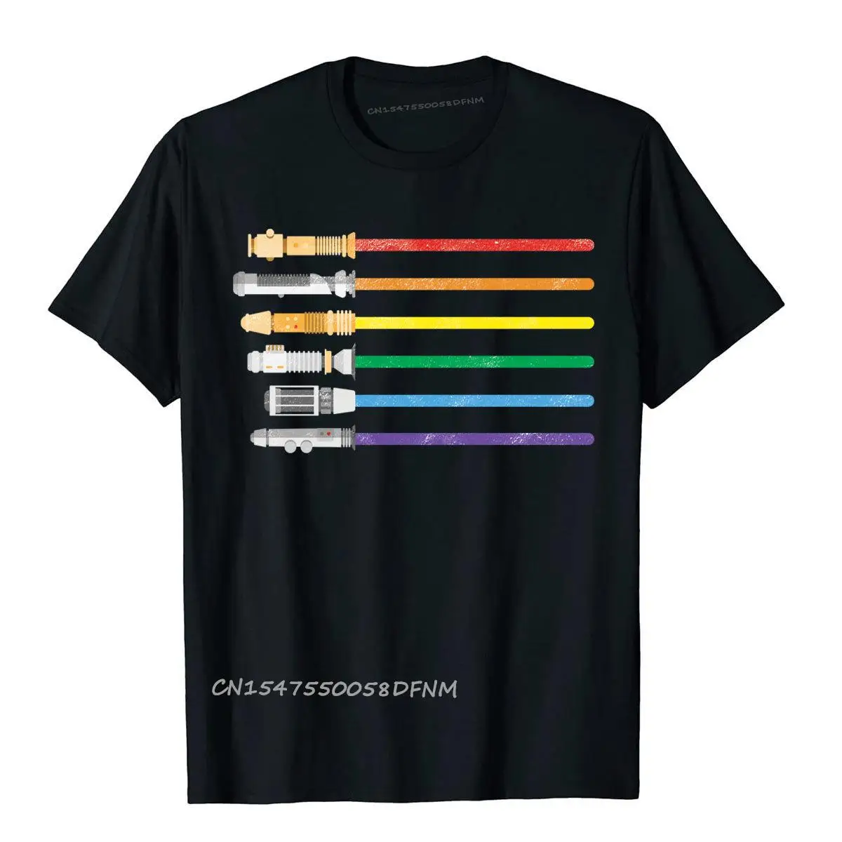 

Lightsaber Rainbow Gay Pride Lesbian Tops Shirt Cute Moto Biker Premium Cotton Mens Top T-Shirts Printed On