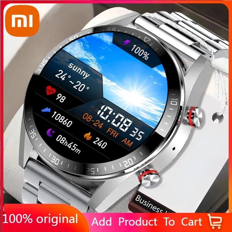 

Смарт-часы Xiaomi 454*454 с AMOLED-экраном, всегда отображают время, звонки по Bluetooth, местная музыка, погодные Смарт-часы для мужчин на Android
