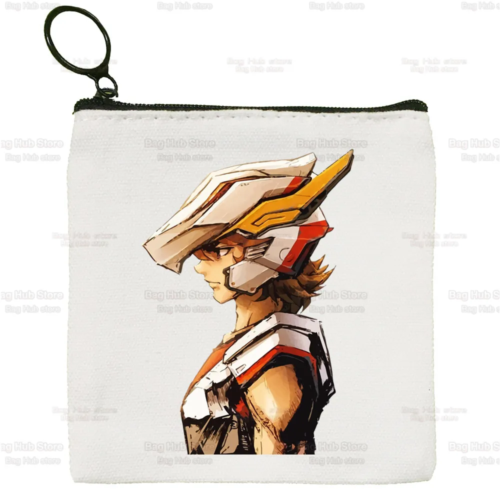 Saint Seiya Seya Anime Knights of The Zodiac Cute Solid Color Canvas Coin Purse Small Fresh New Zipper Key Bag Hand Gift Bag