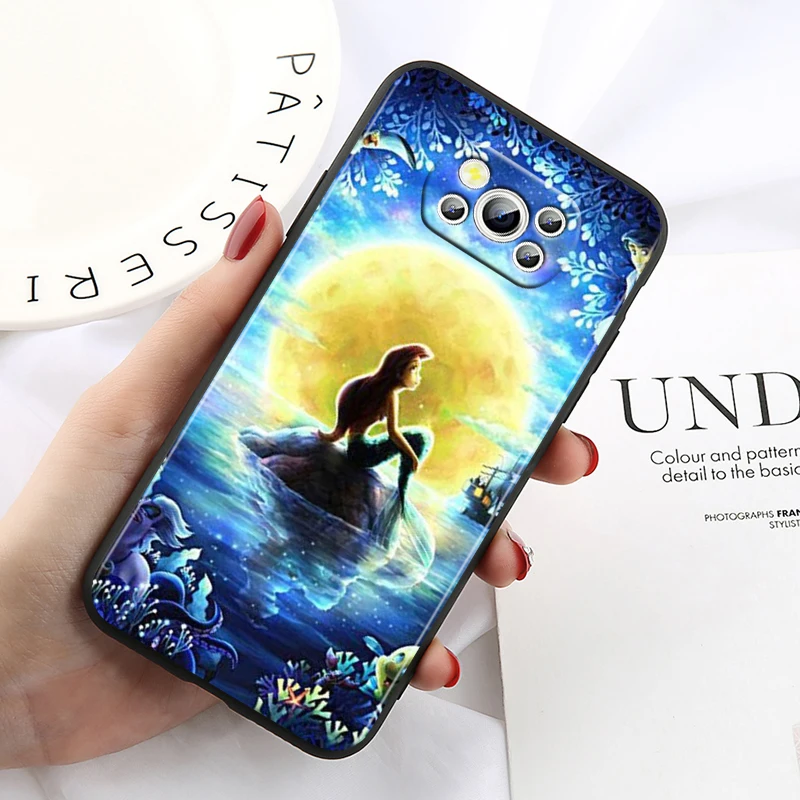 the little mermaid for xiaomi civi mi poco x3 nfc f3 gt m4 m3 m2 x2 f2 pro c3 f1 black silicone funda capa phone case free global shipping