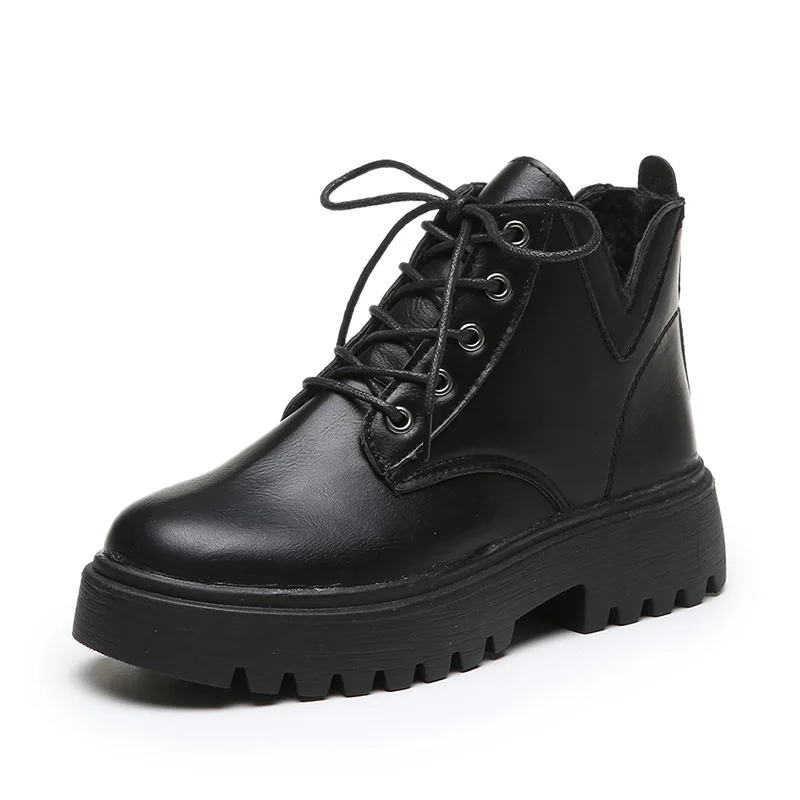 2022 New Autumn Spring Woman Boots Women's Motorcycle Boot  Footwear Lace Up Leather Non Slip Fashion Platform Women Boots