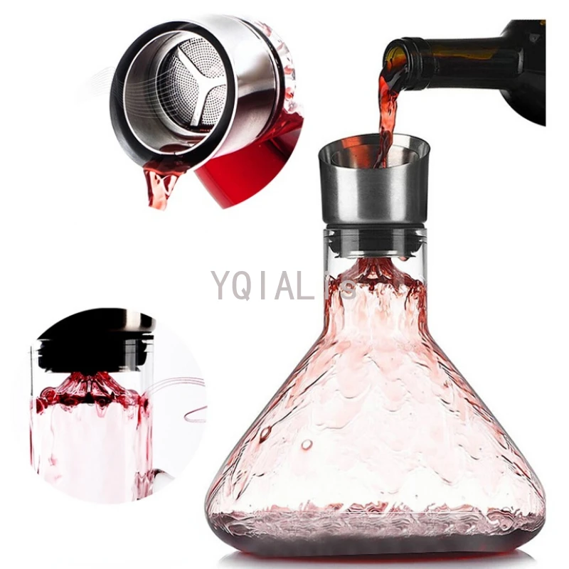 

High Quality Ornamental 1500-2000ml Waterfall Red Wine Speedy Separator Iceberg Goldenbottle Home Artwork Exquisite Hip Flask