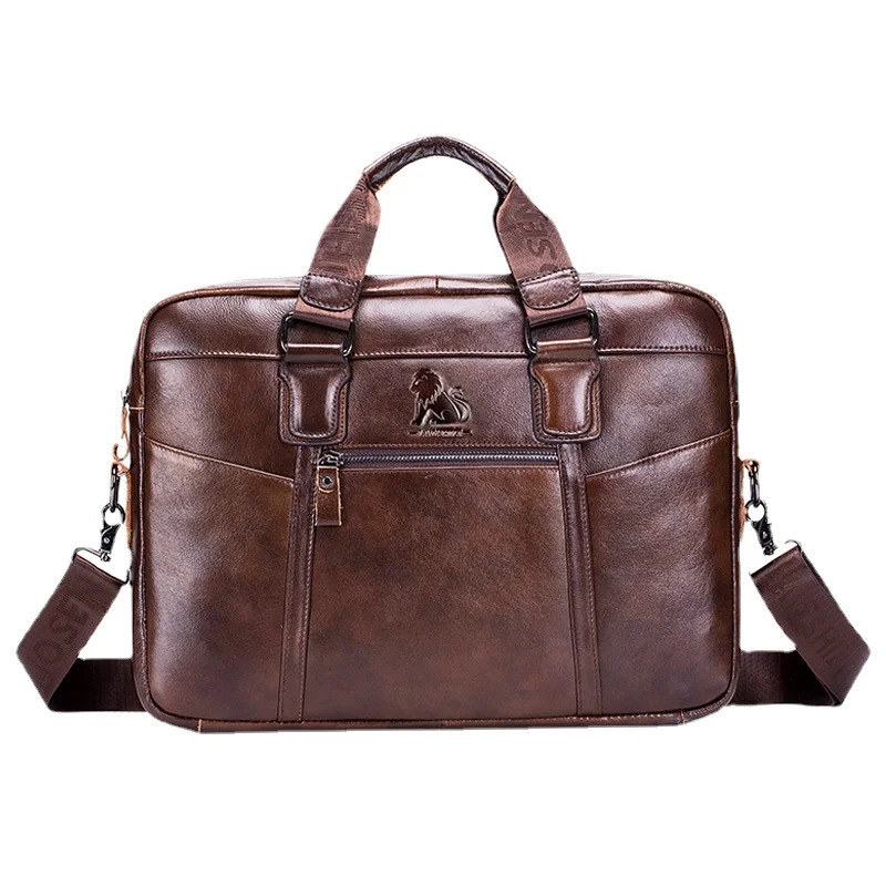 Men's Handbag Genuine Leather Men's Briefcase 14 Inch Laptop Bag Business Combo for Documents A4 Casual Shoulder Bag Messenger