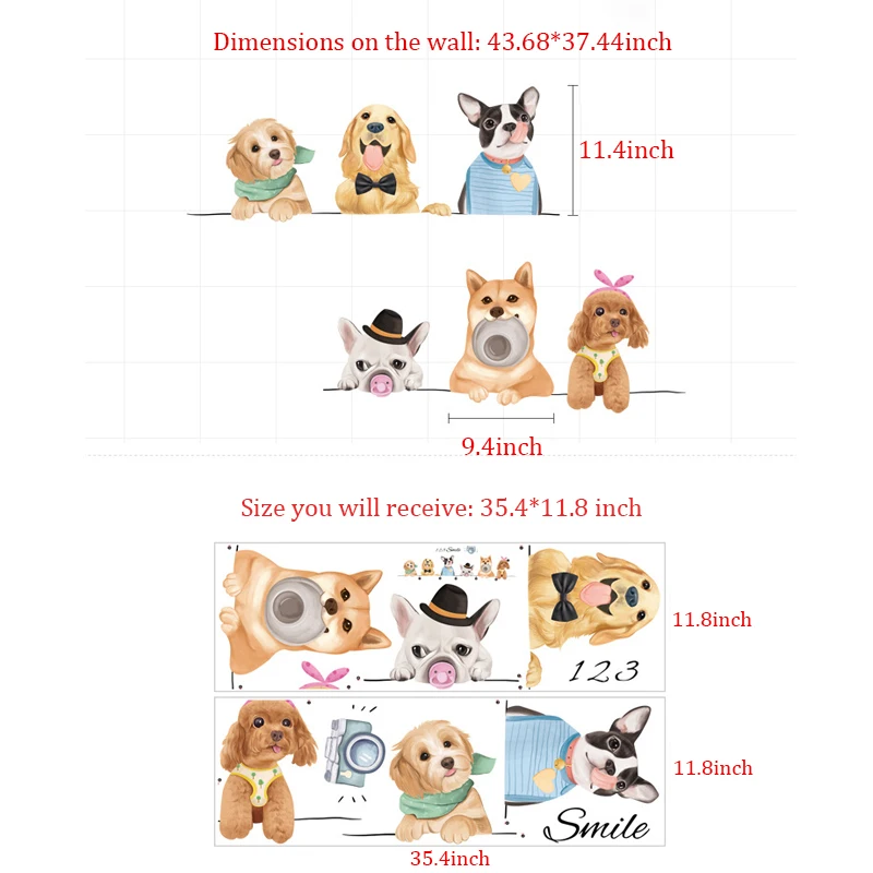 Funny Cute Pet Dog Wall Sticker DIY Home Wall Decals Room Interior Creative Wallpaper Decor Self-Adhesive Stickers images - 6