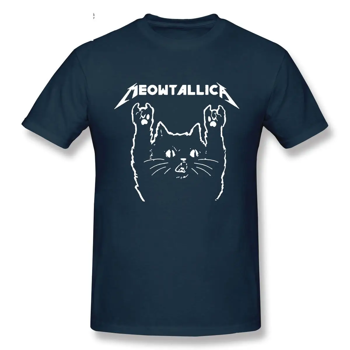 

Cat Meowtallica Cat Rock Music Men T Shirts Dark Heather Cotton Gift TShirts Funny T-Shirts Tee Tops