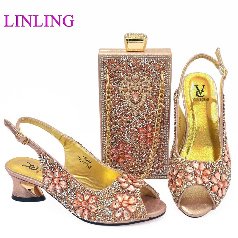 

Elegant Shoes with Matching Bag Set Decorated with Appliques African Shoes and Bags Matching Set Elegant Italian Women Pumps