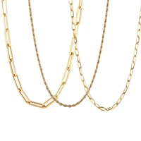 gold simple stainless steel chain thin necklace exaggerated necklace chains for men chains for women