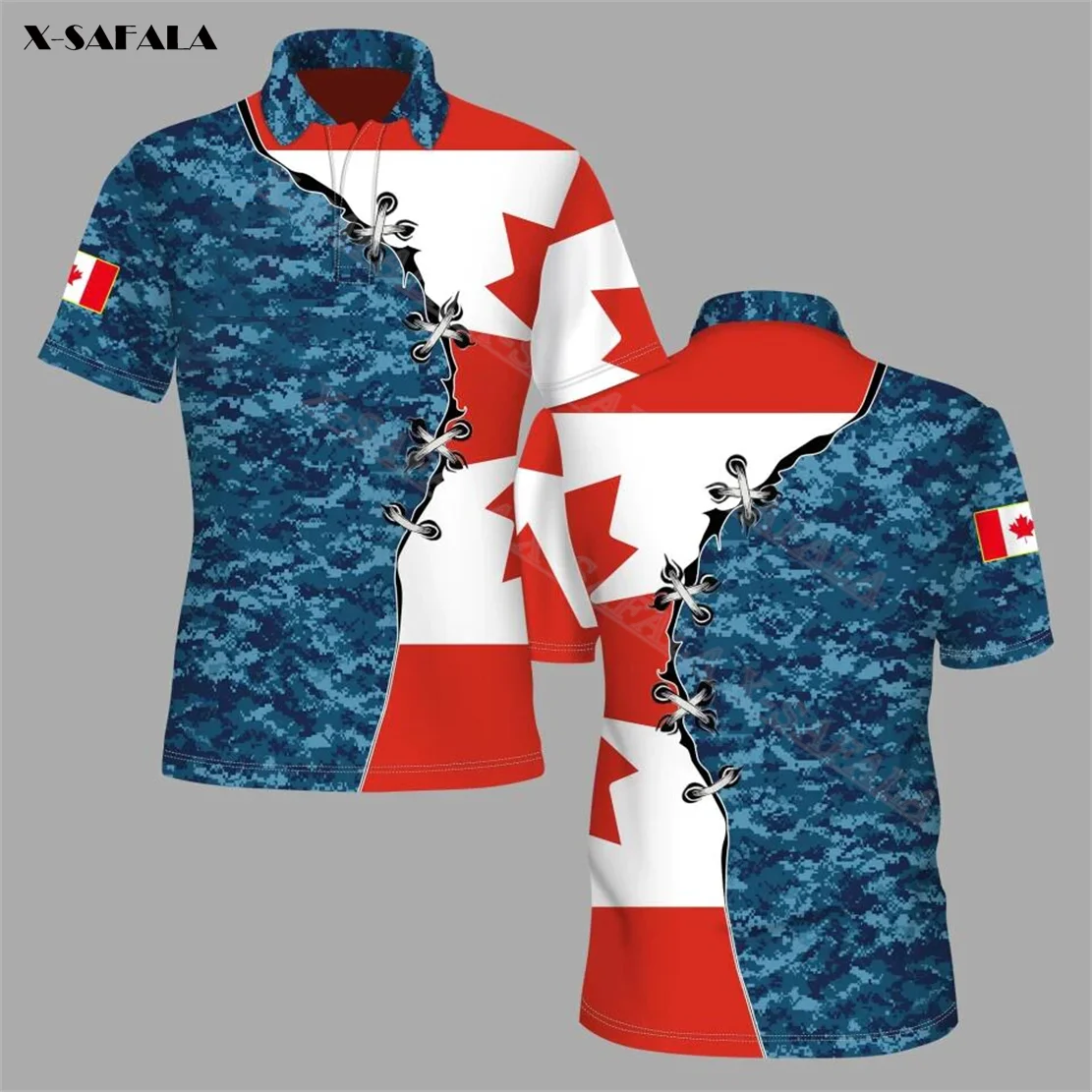 

Canadian Camo Veteran Air Force 3D Print Men Polo Shirt Collar Short Sleeve Casual Tee Tops Anti-shrink High Quality Breathable