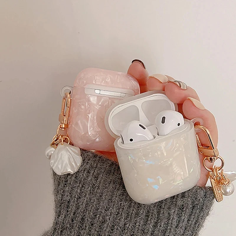 Фото Защитный чехол для Bluetooth-гарнитуры Dreamy Pearl Shell, мягкий чехол с брелком для AirPods 4 3 2 1, чехол для беспроводных наушников №3