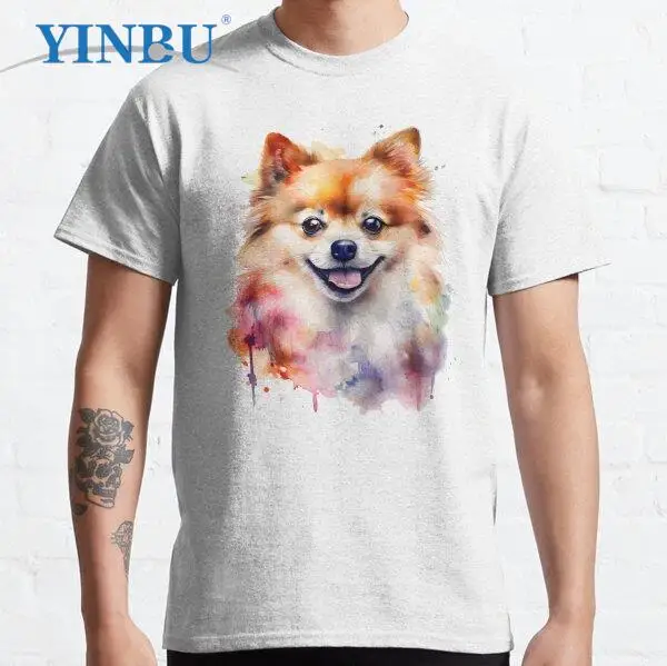 

Spitz dog Colorful Spitz Spitz dog print t shirts High quality Graphic Tee