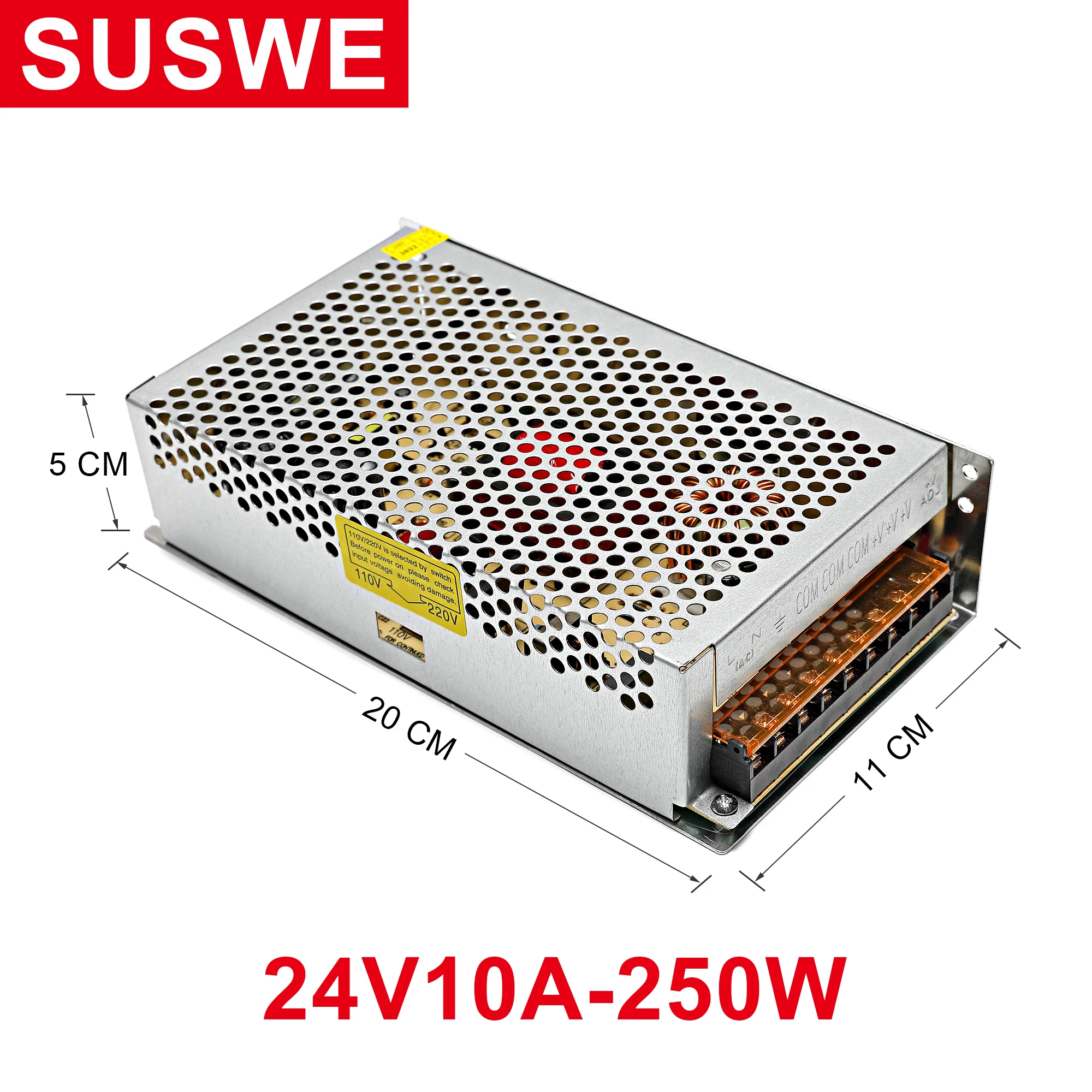 

Best quality 24V 10A 240W Switching Power Supply Driver for LED Strip AC 100-240V Input to DC 24V free shipping