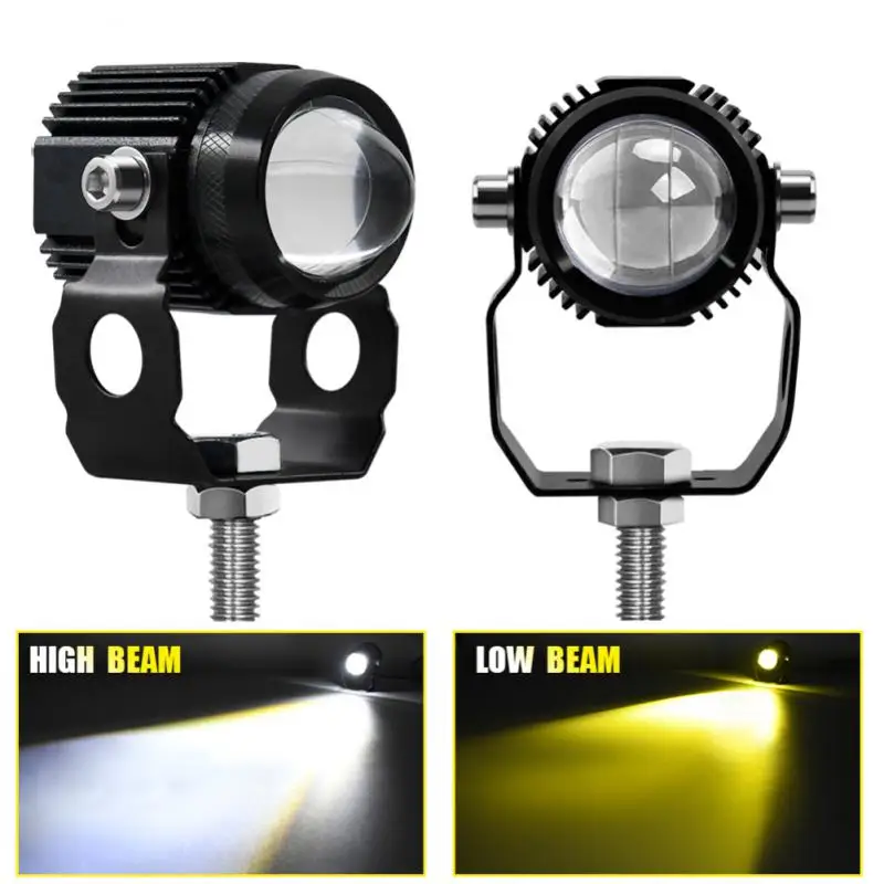 

Universal Motorcycle LED Headlight Projector Lens Dual Color Light For Cars Motorbike ATV Truck 6000LM Auxiliary Spotlight Lamp